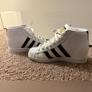 Adidas White Sneakers with Black Logo